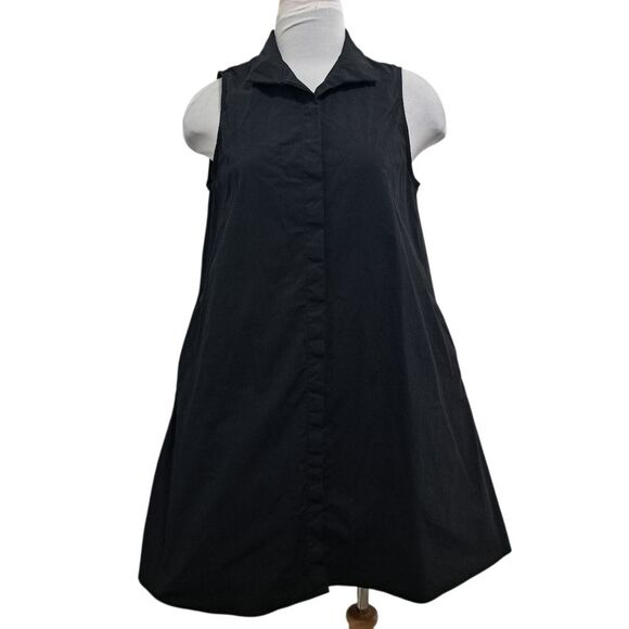 Tuckernuck Sleeveless Charlie Shirt Dress Romantic Goth Minimalist Black Medium - Picture 1 of 14